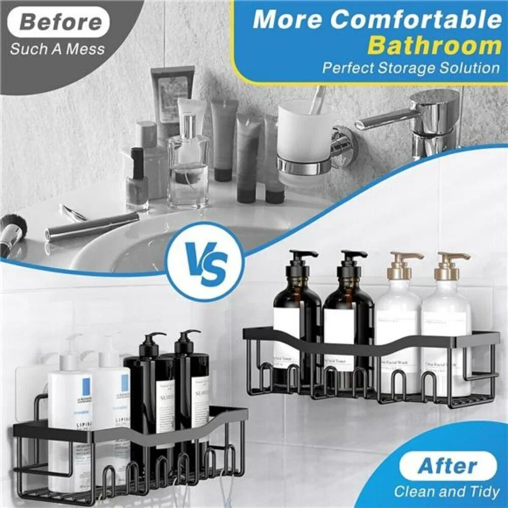 Adhesive Shower Caddy 5 Pack Rustproof Stainless Steel Bath Organizers Storage